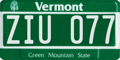 VT license plate ZIU077