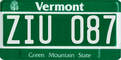 VT license plate ZIU087