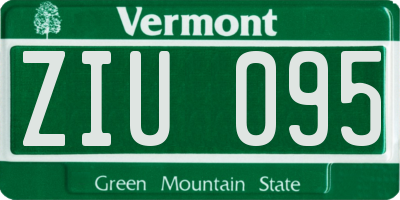 VT license plate ZIU095