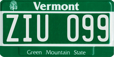 VT license plate ZIU099