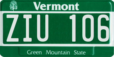 VT license plate ZIU106