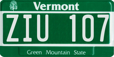 VT license plate ZIU107