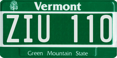 VT license plate ZIU110