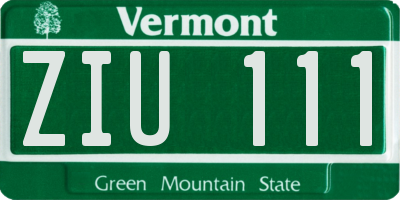 VT license plate ZIU111