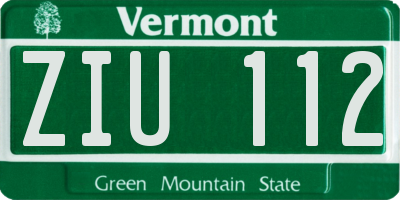 VT license plate ZIU112