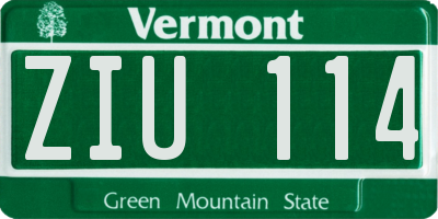 VT license plate ZIU114