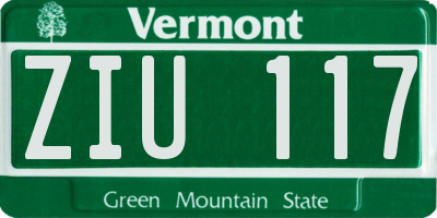 VT license plate ZIU117