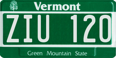 VT license plate ZIU120