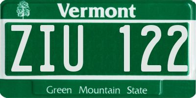 VT license plate ZIU122