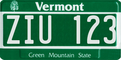 VT license plate ZIU123
