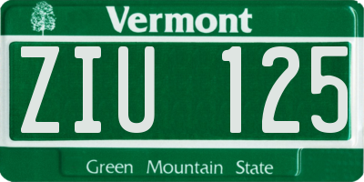 VT license plate ZIU125