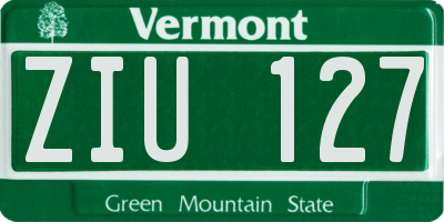 VT license plate ZIU127