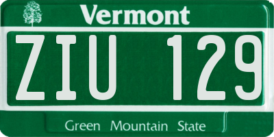 VT license plate ZIU129