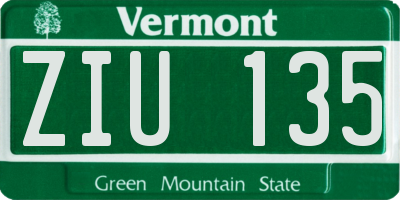 VT license plate ZIU135