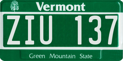 VT license plate ZIU137