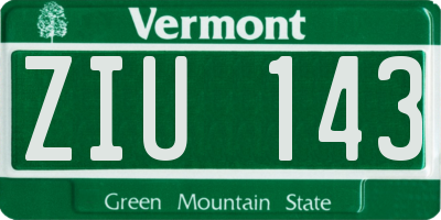 VT license plate ZIU143