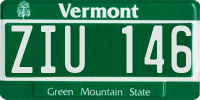 VT license plate ZIU146