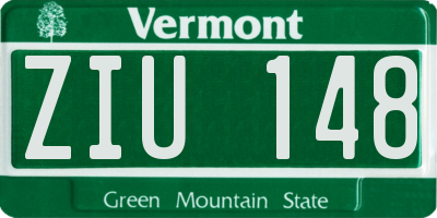 VT license plate ZIU148