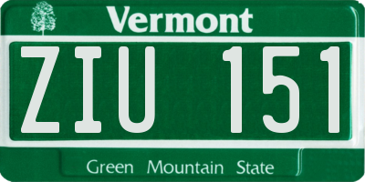 VT license plate ZIU151