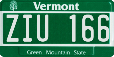 VT license plate ZIU166