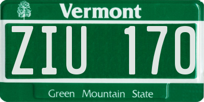 VT license plate ZIU170