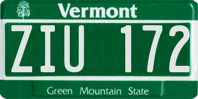 VT license plate ZIU172