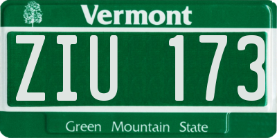 VT license plate ZIU173