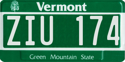 VT license plate ZIU174
