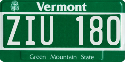 VT license plate ZIU180
