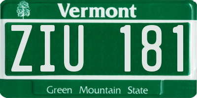 VT license plate ZIU181