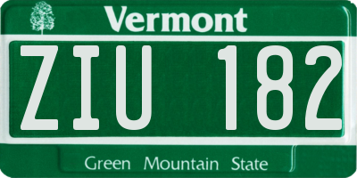 VT license plate ZIU182