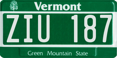 VT license plate ZIU187