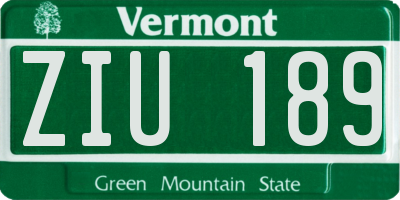 VT license plate ZIU189