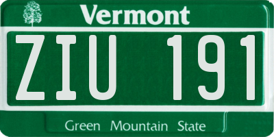 VT license plate ZIU191