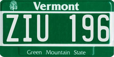 VT license plate ZIU196