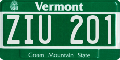 VT license plate ZIU201