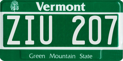 VT license plate ZIU207