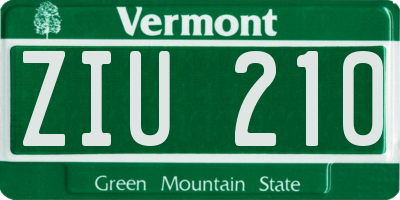 VT license plate ZIU210