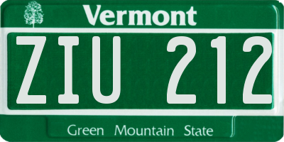 VT license plate ZIU212