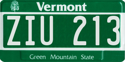 VT license plate ZIU213