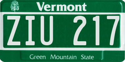 VT license plate ZIU217