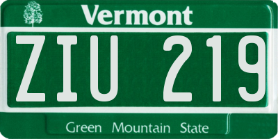 VT license plate ZIU219