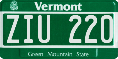 VT license plate ZIU220