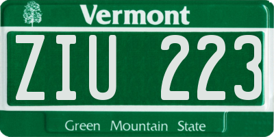 VT license plate ZIU223