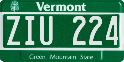 VT license plate ZIU224