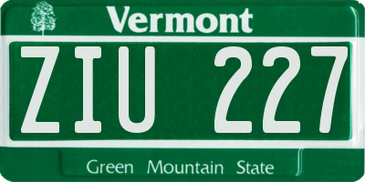 VT license plate ZIU227