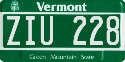 VT license plate ZIU228