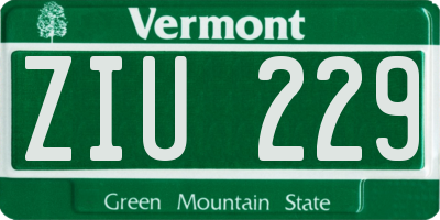 VT license plate ZIU229