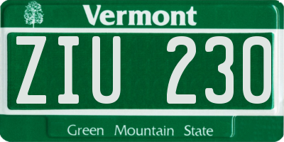 VT license plate ZIU230