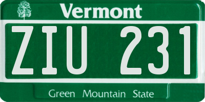 VT license plate ZIU231